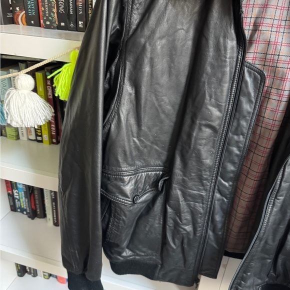 Vintage Scully 80s 90s retro leather black bomber flight jacket coat fur collar - Picture 8 of 8